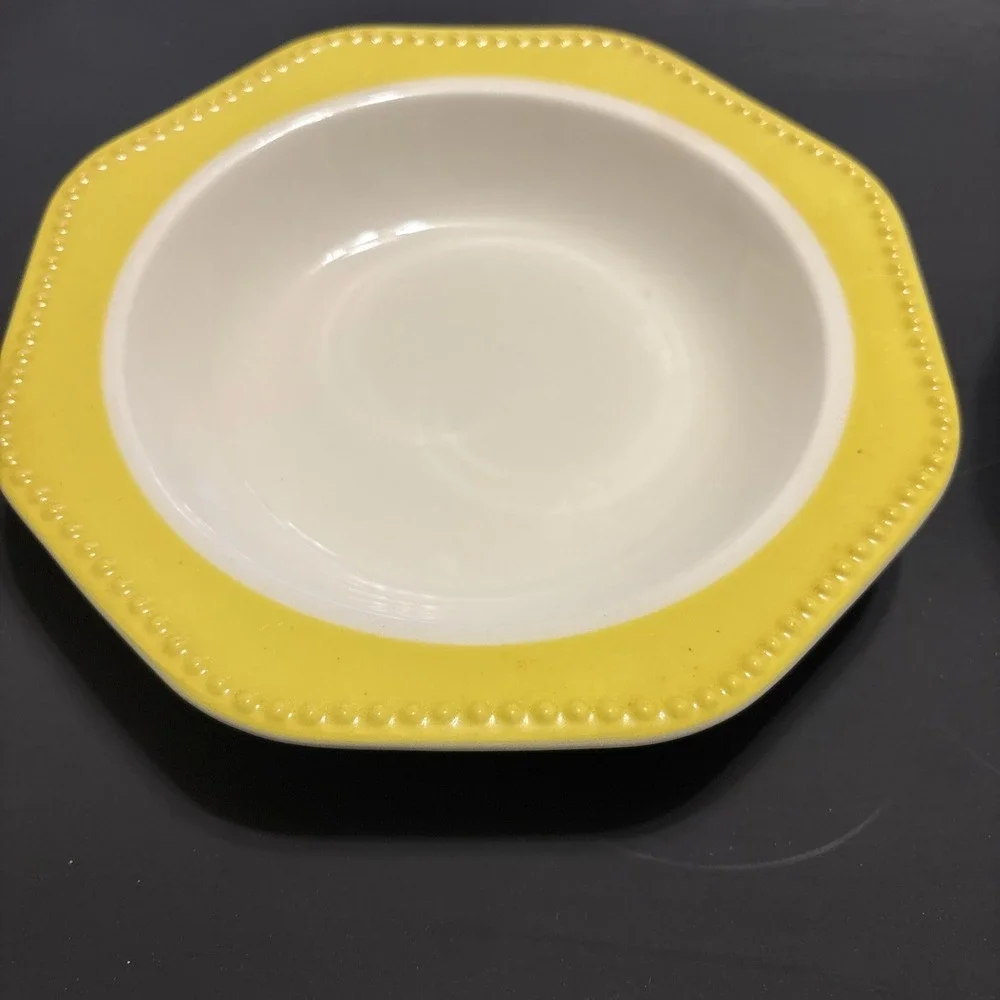 Set of 8 Vintage Heritage Designs Aurora Octagon Salad Plates Bowls Yellow USA
